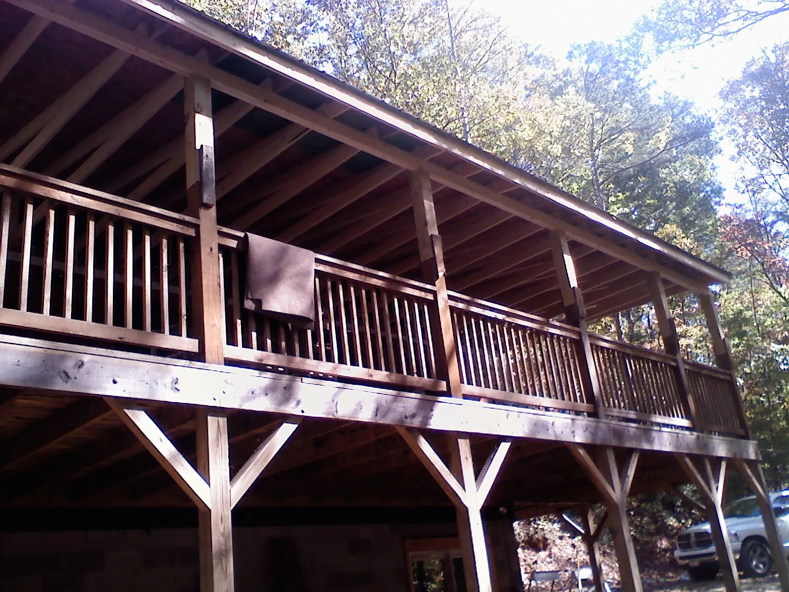 Timber framing under a new elevated porch and deck — Roof Leak Repair in Owensville by Roofing Brothers